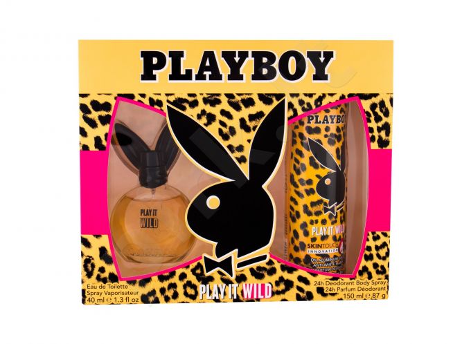Playboy Play It Wild For Her, rinkinys tualetinis vanduo moterims, (EDT 40 ml + dezodorantas 150 ml)