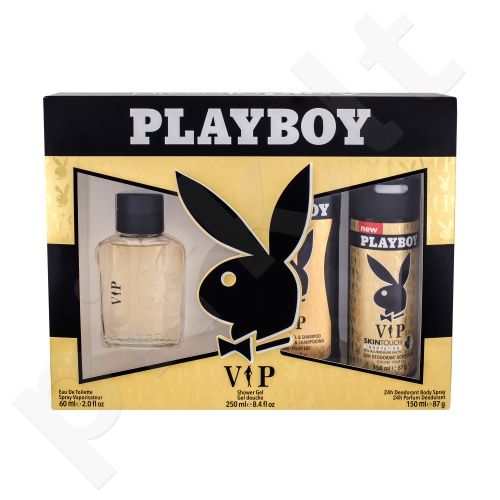 Playboy VIP For Him, rinkinys tualetinis vanduo vyrams, (EDT 60 ml + dušo želė 250 ml + dezodorantas 150 ml)