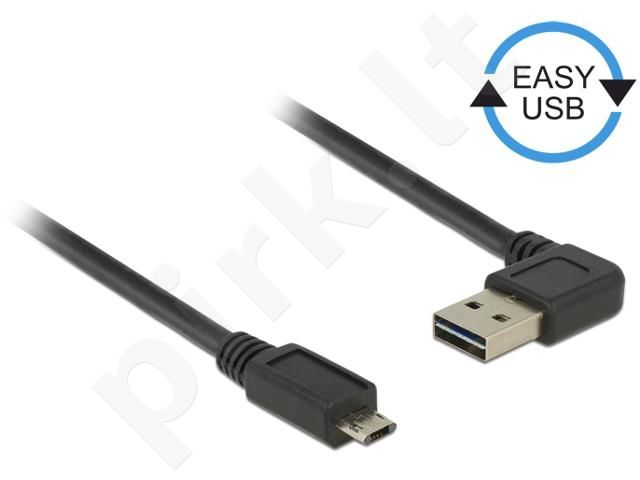 Delock Cable USB Micro AM-BM 2.0 3m Black Angled Left/Right USB-A Easy-USB