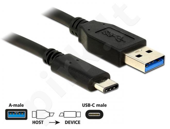 Delock Cable SuperSpeed USB 10 Gbps (USB 3.1, Gen 2) A male > USB Type-C male 1m