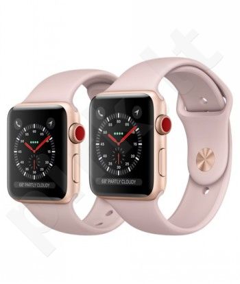 APPLE WATCH SER.3 42MM GOLD, BAND PINK - Pirk.lt parduotuvė