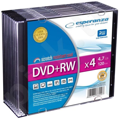 DVD+RW ESPERANZA [ slim jewel case 10 | 4.7GB | 4x ]