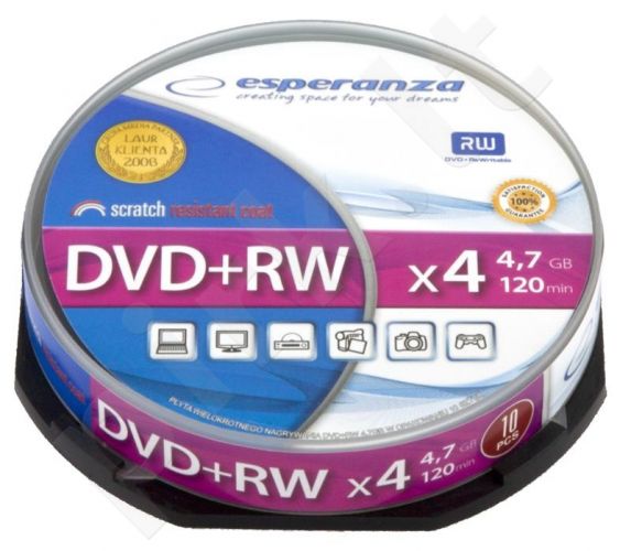 DVD+RW ESPERANZA [ cake box 10 | 4.7GB | 4x ]