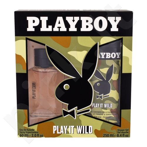 Playboy Play It Wild For Him, rinkinys tualetinis vanduo vyrams, (EDT 60 ml + dušo želė 250 ml)
