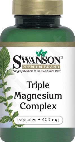 TRIPLE MAGNESIUM COMPLEX  400MG  N30 SWANSON (jaučiamas nuolatinis fizinis ir protinis nuovargis)