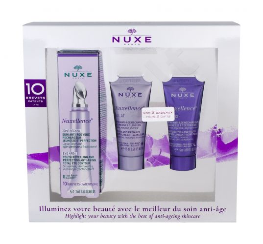 NUXE Nuxellence, rinkinys paakių kremas moterims, (Eye Care 15 ml + veido serumas 15 ml + Night Skin Care 15 ml)