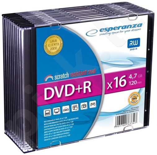 DVD+R ESPERANZA [ slim jewel case 10 | 4.7GB | 16x ]