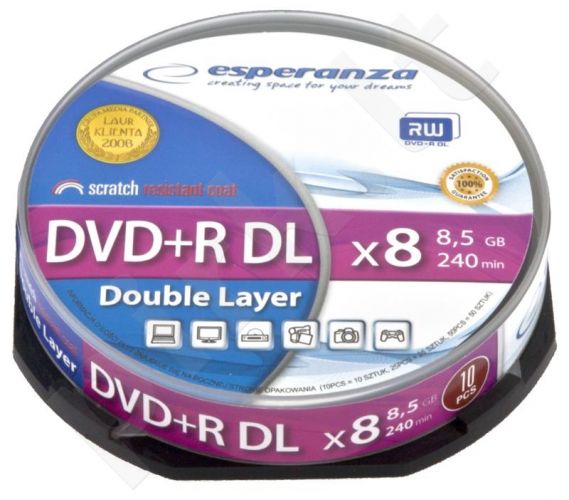 DVD+R Double Layer ESPERANZA [ cake box 10 | 8,5 GB | 8x ]