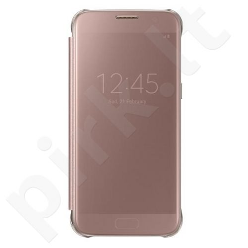 Samsung Galaxy S7 skaidrus atverčiamas dėklas ZG930CZE rožinis/auksinis