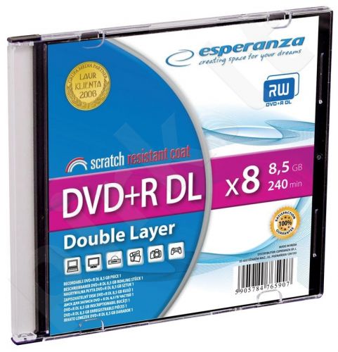 DVD+R Double Layer ESPERANZA [ Slim 1 | 8,5 GB | 8x ]