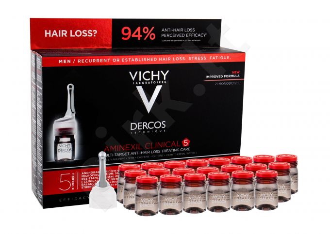 Vichy Aminexil Clinical 5, Dercos, rinkinys Against plaukų Loss vyrams, (plaukų priežiūrai 21 x 6 ml + Applicator)