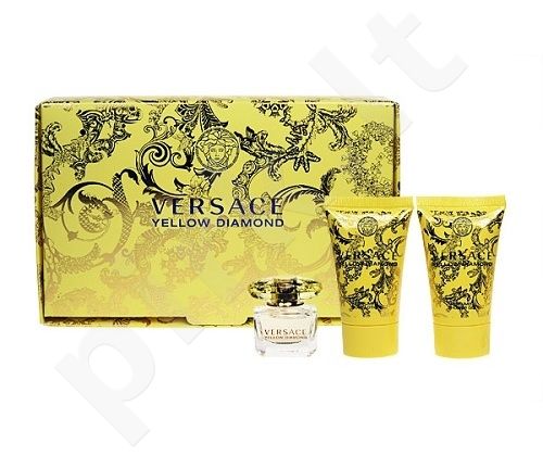 Versace Yellow Diamond, rinkinys tualetinis vanduo moterims, (EDT 5ml + 25ml kūno losjonas + 25ml dušo želė)