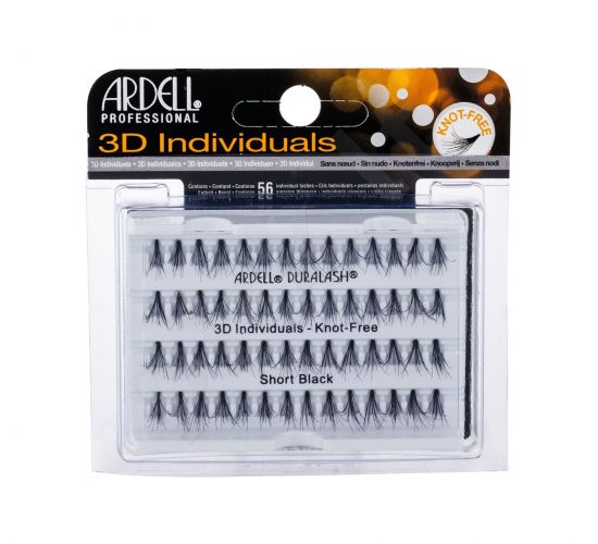 Ardell 3D Individuals, Duralash Knot-Free, dirbtinės blakstienos moterims, 56pc, (Short Black)