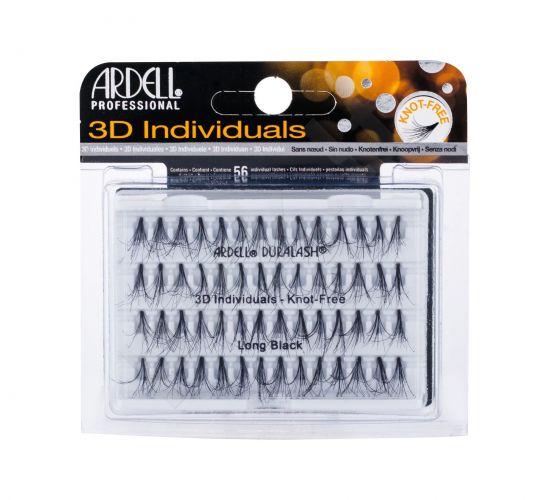 Ardell 3D Individuals, Duralash Knot-Free, dirbtinės blakstienos moterims, 56pc, (Long Black)