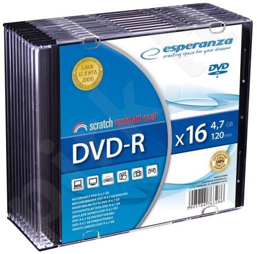 DVD-R ESPERANZA [ slim jewel case 10 | 4.7GB | 16x ]