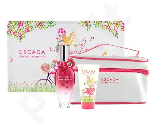Escada Cherry in the Air rinkinys moterims, (EDT 50ml + 50ml kūno losjonas + kosmetika krepšys)