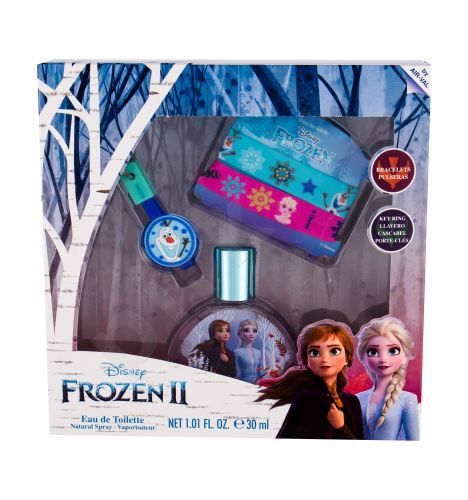 Disney Frozen II, rinkinys tualetinis vanduo vaikams, (EDT 30 ml + raktų pakabukas + apyrankė 2 pcs)