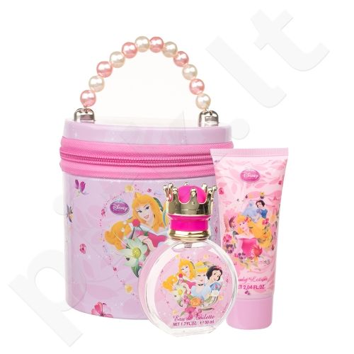 Disney Princess Princess, rinkinys tualetinis vanduo vaikams, (EDT 50ml + kūno losjonas 60 ml + Tin)