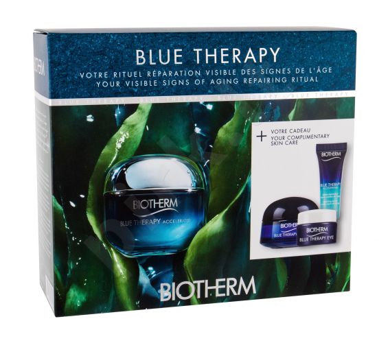 Biotherm Accelerated, Blue Therapy, rinkinys dieninis kremas moterims, (Daily Skin Care 50 ml + Night Skin Care 15 ml + veido serumas 10 ml + Eye Care 5 ml)