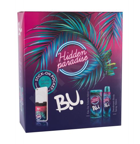 B.U. Hidden Paradise, rinkinys tualetinis vanduo moterims, (EDT 50 ml + dezodorantas 150 ml + Phone Sticker 1 pc)