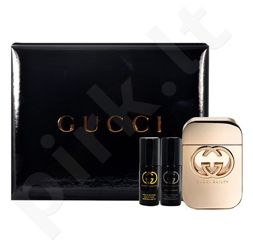 Gucci Gucci Guilty, rinkinys tualetinis vanduo moterims, (EDT 75ml + 8ml Gucci Guilty massage oil + 8ml Gucci Guilty Pour Homme massage oil)