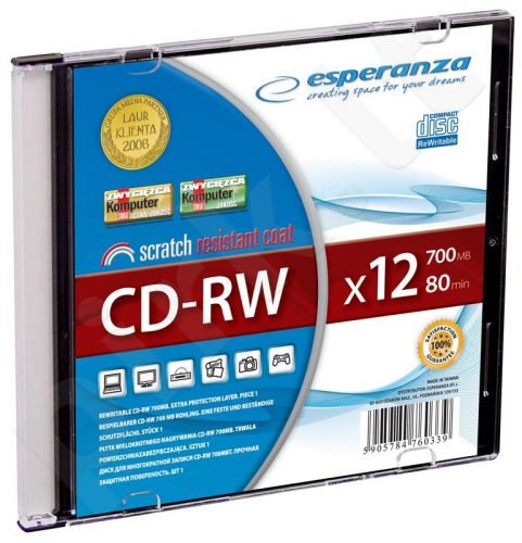 CD-RW ESPERANZA [ slim jewel case 1 | 700MB | 12x ]