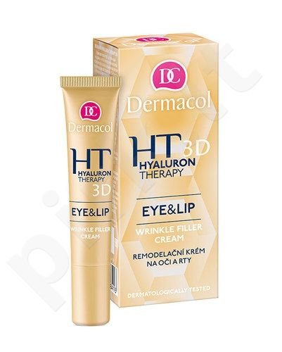 Dermacol 3D Hyaluron Therapy, Eye&Lip Wrinkle Filler Cream, paakių kremas moterims, 15ml