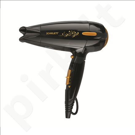 Scarlett SC-1076R Hair Dryer, 2 speeds, 3 heat settings, Cool shot button, Overheat protection, 2000W, Black/Gold
