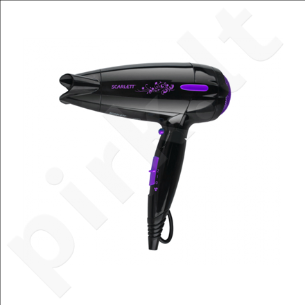 Scarlett SC-1076R Hair Dryer, 2 speeds, 3 heat settings, Cool shot button, Overheat protection, 2000W, Black/Purple