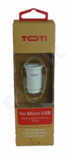 TOTI Dual USB Car Charger with micro usb cable 1m 2.1 A (White)