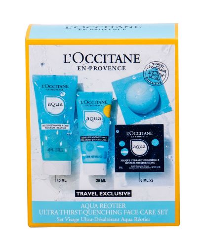 L´Occitane Aqua Réotier, rinkinys dieninis kremas moterims, (Day Care 20 ml + prausiamoji želė 40 ml + Mask 2 x 6 ml)