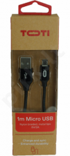 TOTI Braided cable 1 m 2A /metal head USB-A to Micro USB (Black)
