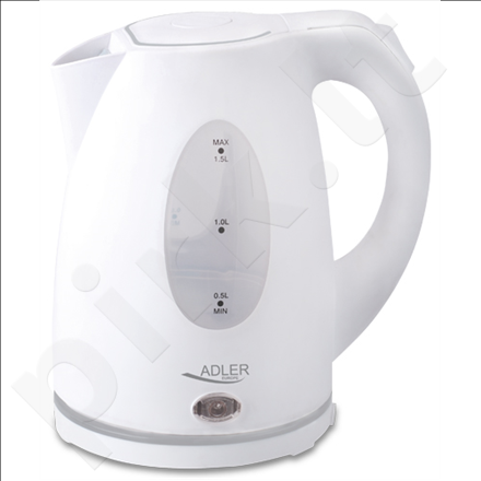 Adler AD 1207 Cordless Water Kettle, 1.5L, 2000W, Filter, Boil-dry protection, White