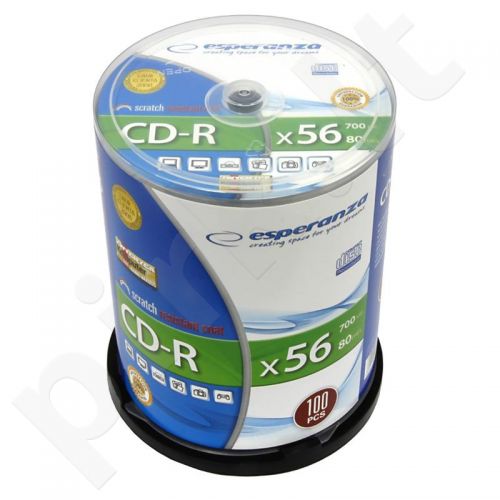 CD-R ESPERANZA [ Cake Box 100 | 700MB | 52x | Silver ] - Pirk.lt parduotuvė