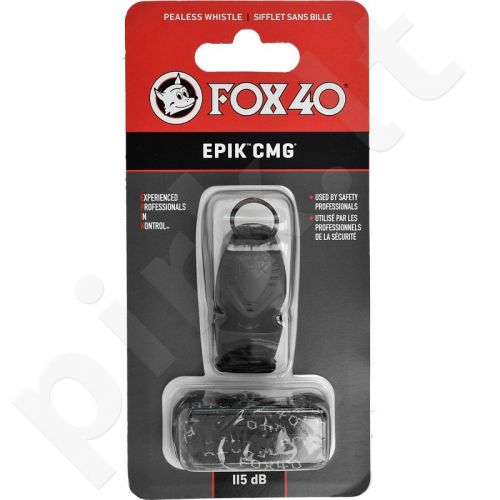 Švilpukas Fox40 EPIK CMG + virvutė juodas 8803-0008