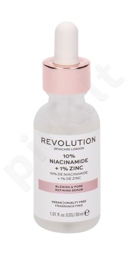 Makeup Revolution London Skincare, 10% Niacinamide + 1% Zinc, veido serumas moterims, 30ml