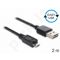Kabelis Delock EASY USB 2.0-A - Micro USB 2.0 abipusis 2m juodas