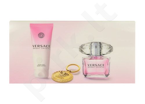 Versace Bright Crystal, rinkinys tualetinis vanduo moterims, (EDT 90 + 100ml kūno losjonas + raktų pakabukas)