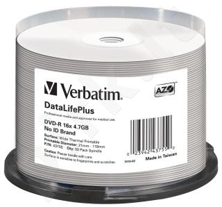 DVD-R Verbatim [ cake box 50 | 4.7GB | 16x | spausdinimui Thermal ]
