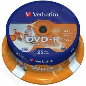 DVD-R Verbatim [ cake box 25 | 4.7GB | 16x | spausdinimui Wide ]