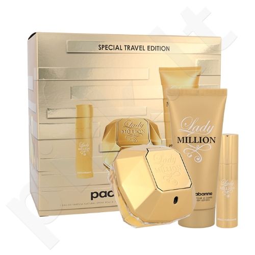 Paco Rabanne Lady Million, rinkinys kvapusis vanduo moterims, (EDP 80 ml + kūno losjonas 100 ml + EDP 10 ml)