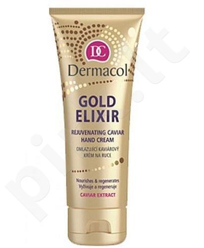 Dermacol Gold Elixir, Rejuvenating Caviar Extract Hand Cream, rankų kremas moterims, 75ml