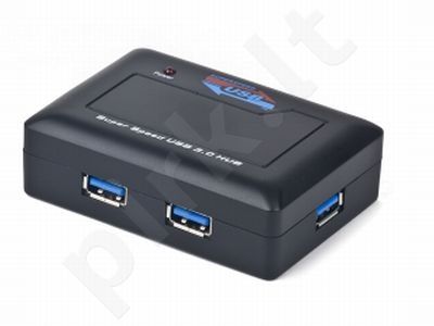 Gembird USB 3.0 HUB – 4 portai, juodas + maitinimo šaltinis