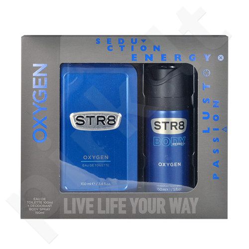 STR8 Oxygen, rinkinys tualetinis vanduo vyrams, (EDT 100ml + 150ml dezodorantas) [pažeista pakuotė]