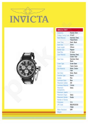 Laikrodis INVICTA RUSSIAN DIVER 51.5 mm 50mt 17817