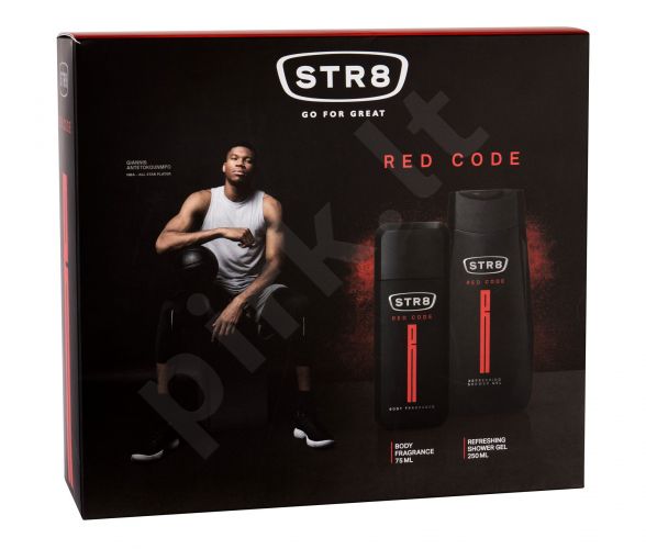 STR8 Red Code, rinkinys dezodorantas vyrams, (dezodorantas 75 ml + dušo želė 250 ml)