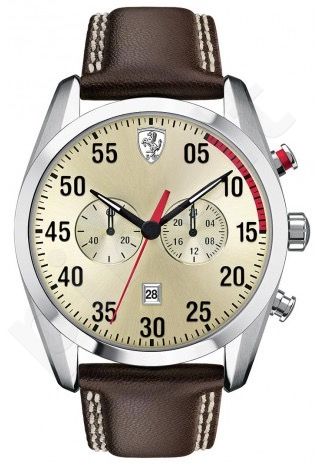 Laikrodis SCUDERIA FERRARI D50 chronometras vyriškas oda STRAP kvarcinis WR 50mt 44mm
