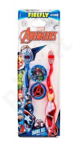 Marvel Avengers Toothbrush, rinkinys dantų šepetėlis vaikams, (Toothbrush 2 pcs + Case 2 pcs)