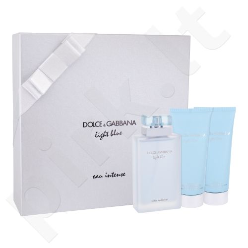 Dolce&Gabbana Eau Intense, Light Blue, rinkinys kvapusis vanduo moterims, (EDP 100 ml + kūno kremas 100 ml + dušo želė 100 ml)