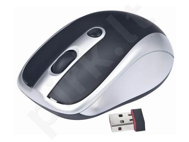 Gembird Wireless optical mouse MUSW-102, 1600 DPI, nano USB, black-silver